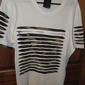 Men's White Camouflage Stripe T-Shirt
